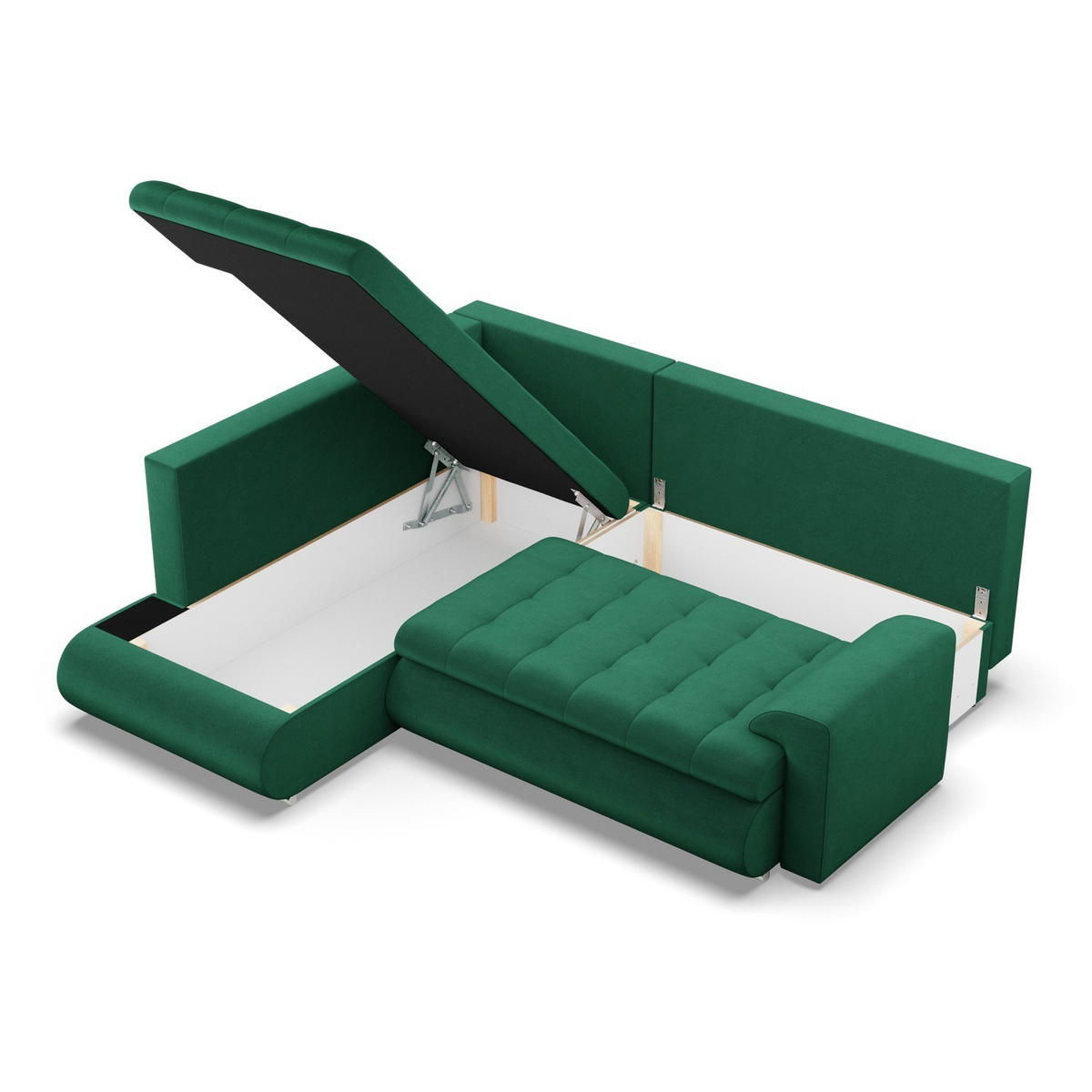 ECKSOFA LINKS MIT SCHLAFFUNKTION FORESTA, Dunkelgrün - Dunkelgrün, Textil (230/200cm) - Mebligo