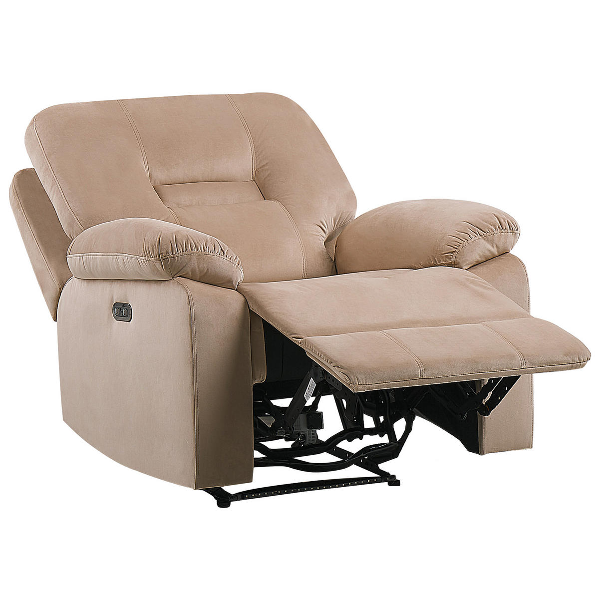 FERNSEHSESSEL Samtstoff beige LED-Beleuchtung USB-Port elektrisch verstellbar Bergen - Beige, Textil (85/101/74cm) - Beliani