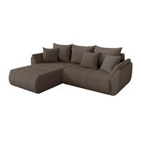 ROHOVÁ SEDAČKA s funkcí spaní, otoman vlevo TOKO-L 277x194x86 hnědá bouclé - černá/hnědá, kompozitní dřevo/textil (277/194cm) - ALTDECOR