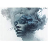 FOTOTAPETE Frau Gesicht Blau 150x105 cm - Multicolor, Papier (150/105cm) - Wallarena