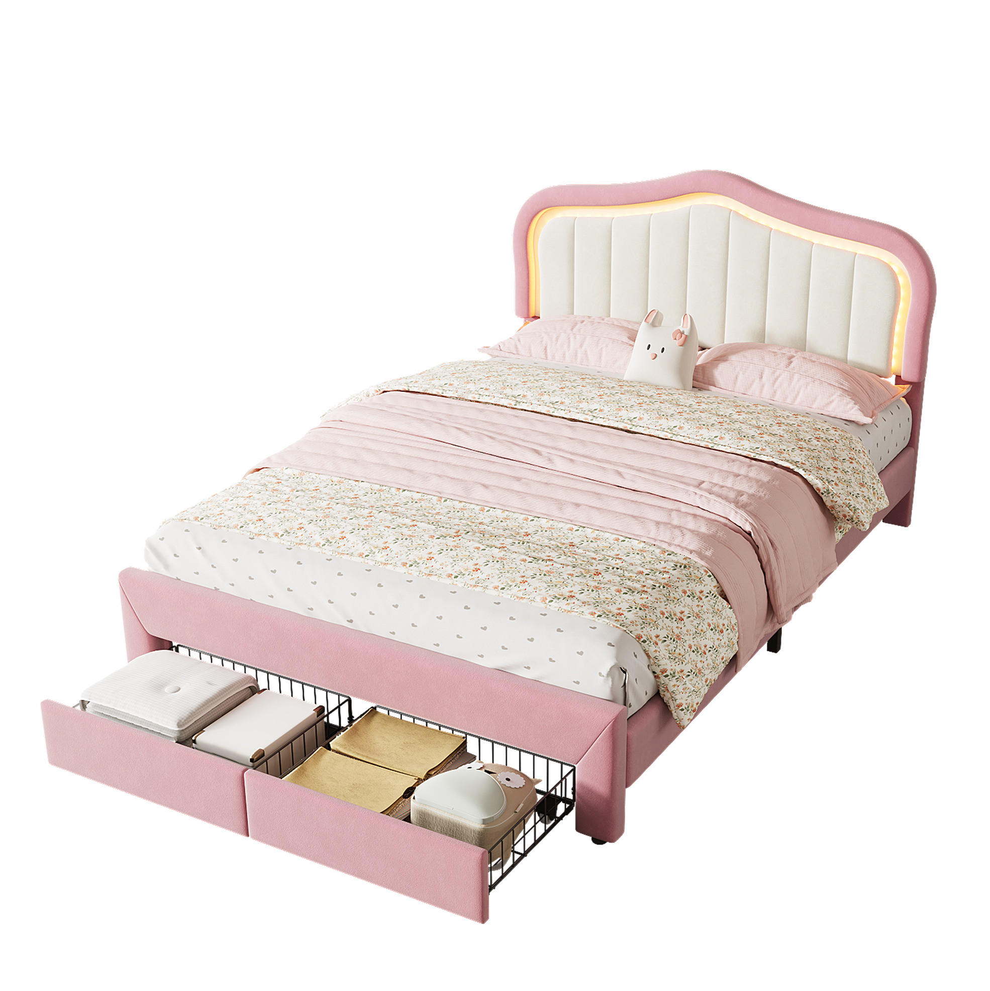 Ivmeu Kinder-Polsterbett Pink 140x200 cm