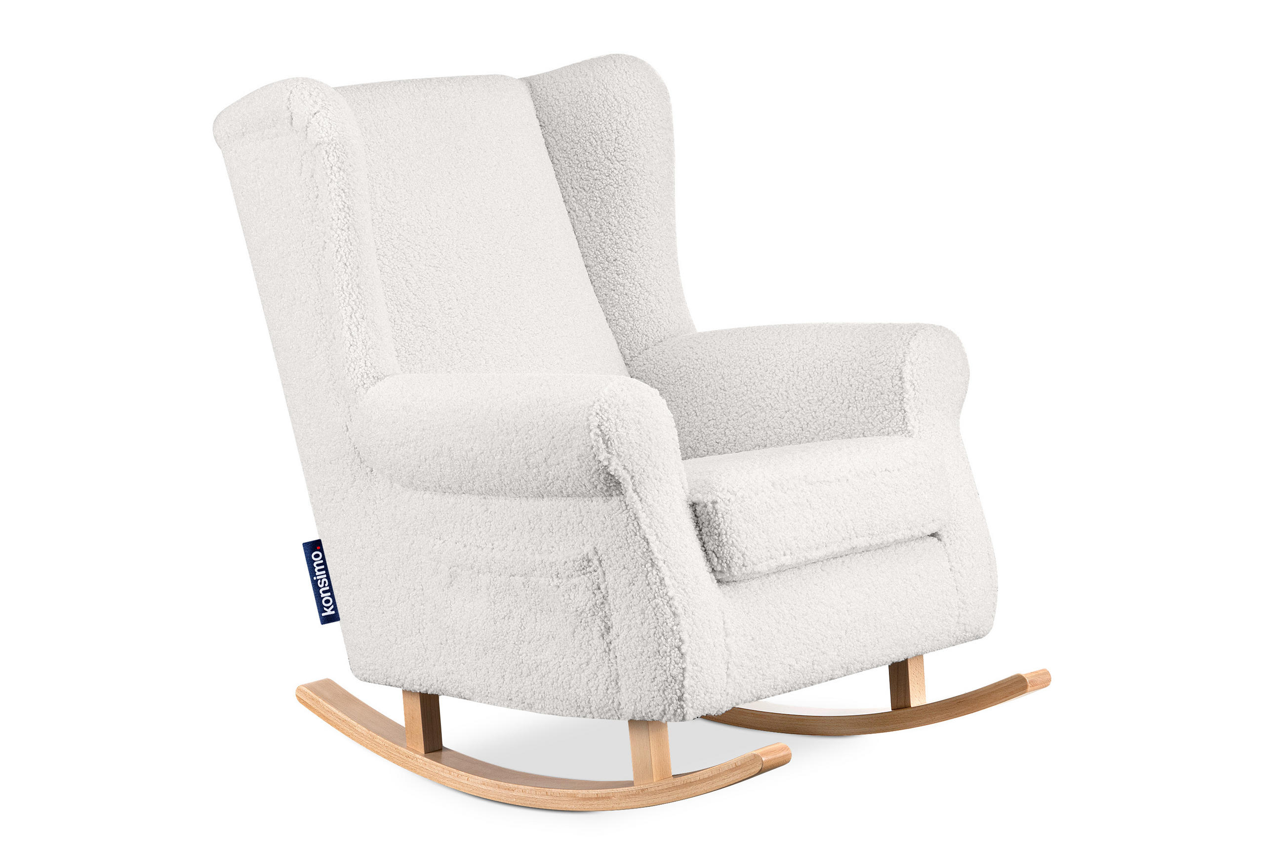 SCHAUKELSESSEL TULES mit Tasche für kleine Gegenstände, Weiß - Eichefarben/Weiß, Eichenholz/Holzwerkstoff (80/105/105cm) - KONSIMO®