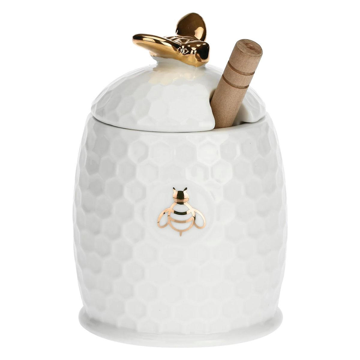 HONIGTOPF mit Honiglöffel Gold 12 x 8 cm - Multicolor, Keramik (8/10/8cm)