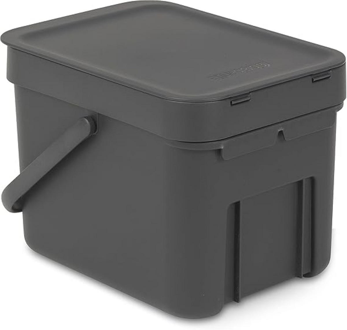 MÜLLEIMER Mit Stay Open Deckel 6 Liter 18 x 20 x 24,5 cm Kunststoff Dunkelgrau - Grau, Kunststoff (20/18.1/24.5cm) - PROREGAL