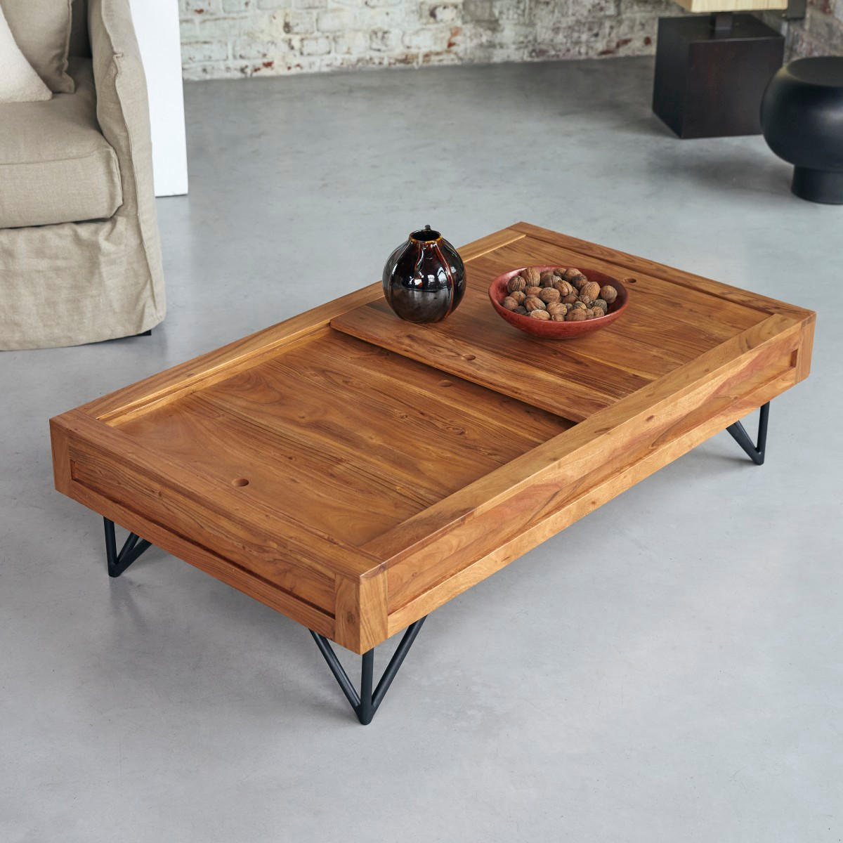 COUCHTISCH Bonnie Dunkelbraun aus Akazie - Dunkelbraun, Holz (68/120/30cm) - Tikamoon