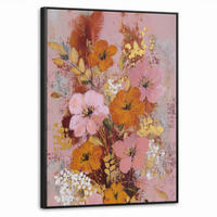 LEINWAND Bilder mit Rahmen - Malerei - Blumen - Rustikal - Rosa - 60x80 - Altrosa, Textil (60/80cm) - MuchoWow