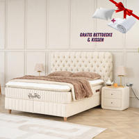 BOXSPRINGBETT Fluffy Set Beige Boxspringbett 160x200 mit Matratze inkl. Lieferung - Beige, Holz (160/200cm) - Gowoll