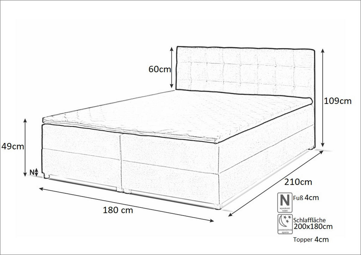 BOXBETT Malmo 180x200 cm mit Topper, zwei Bettkästen und Matratze, rosa - Rosa, Kunststoff (180/200cm) - Margaret Hadas24