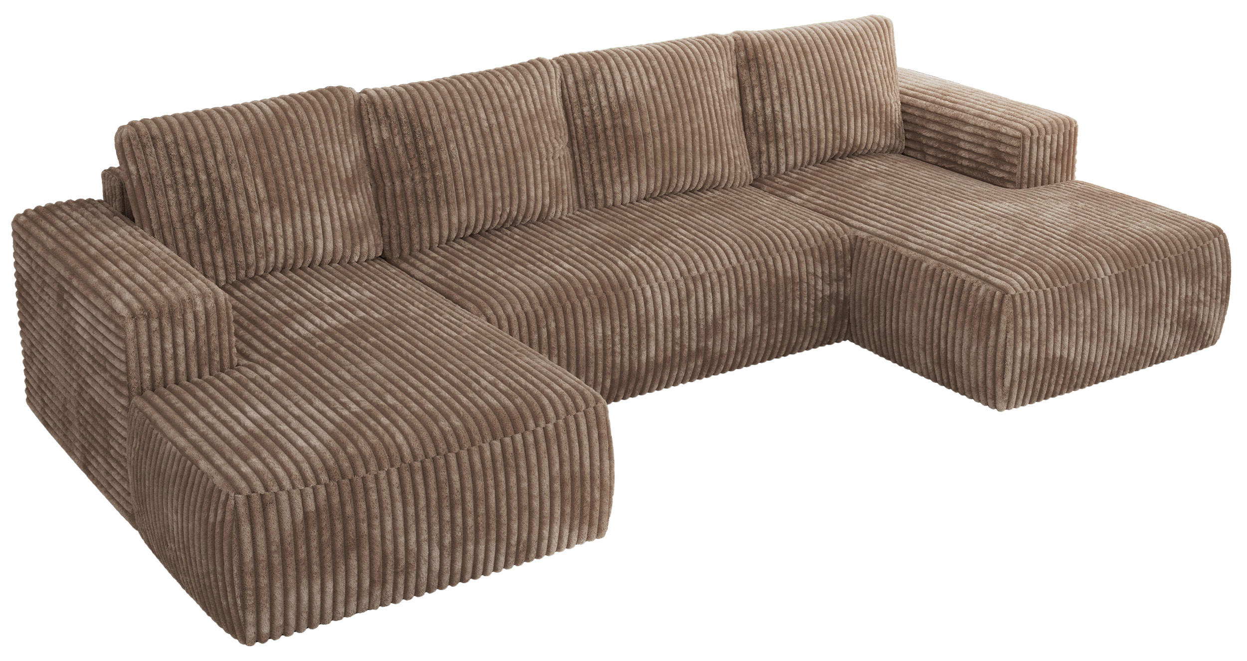 WOHNLANDSCHAFT TRENTINO U Braun Cord - Braun, Textil (334/91/163cm) - MKS