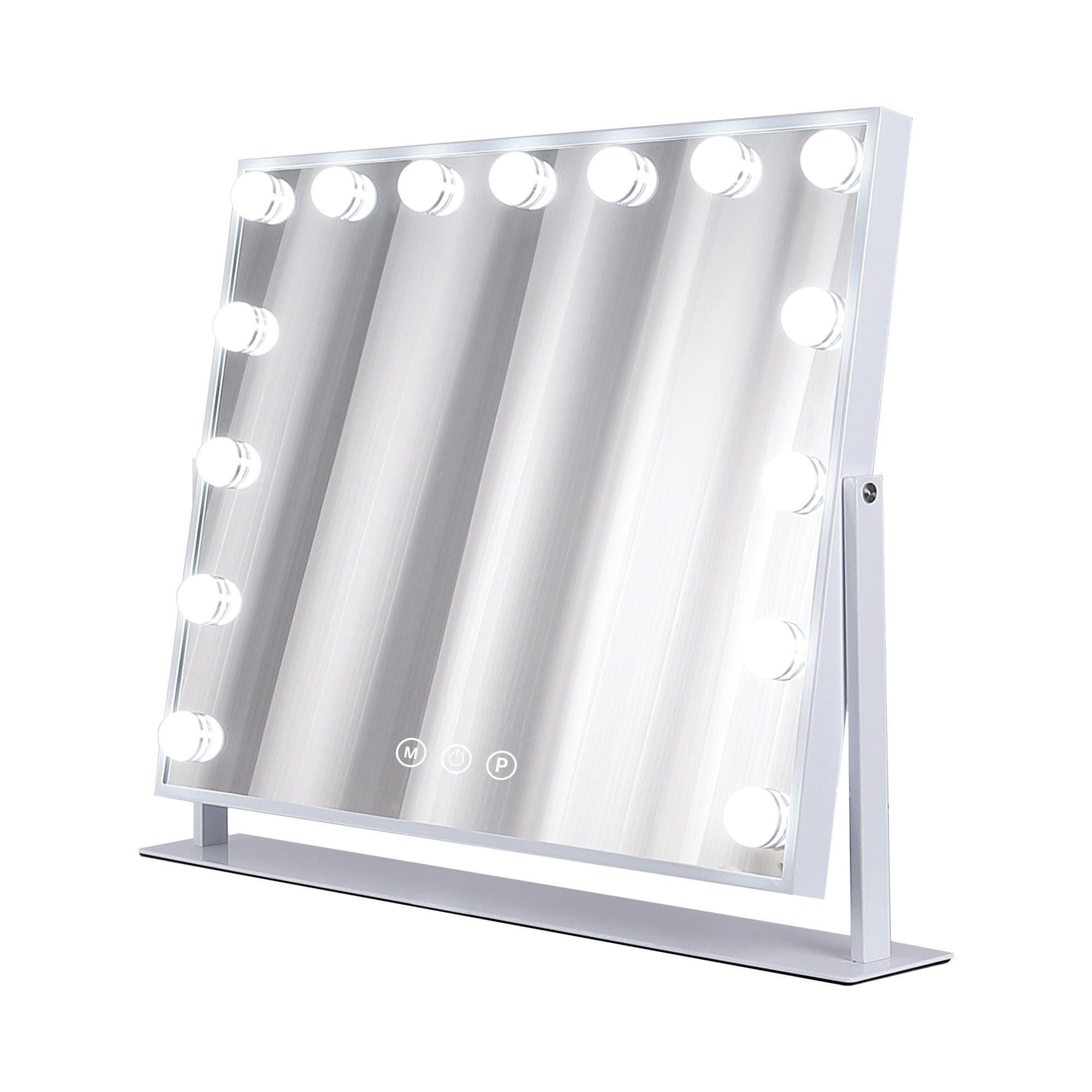 SCHMINKSPIEGEL mit LED-Beleuchtung drehbar weiß 58/46 cm - Weiß, Metall (58/46/3cm) - VANITII