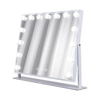 SCHMINKSPIEGEL mit LED-Beleuchtung drehbar weiß 58/46 cm - Weiß, Metall (58/46/3cm) - VANITII