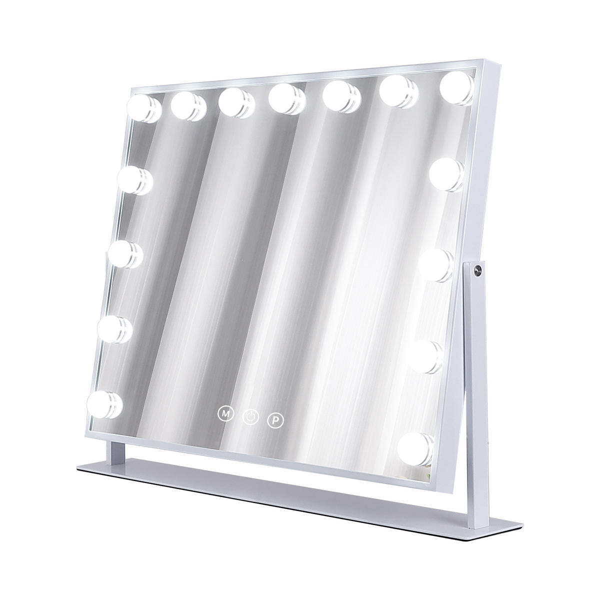 SCHMINKSPIEGEL mit LED-Beleuchtung drehbar weiß 58/46 cm - Weiß, Metall (58/46/3cm) - VANITII
