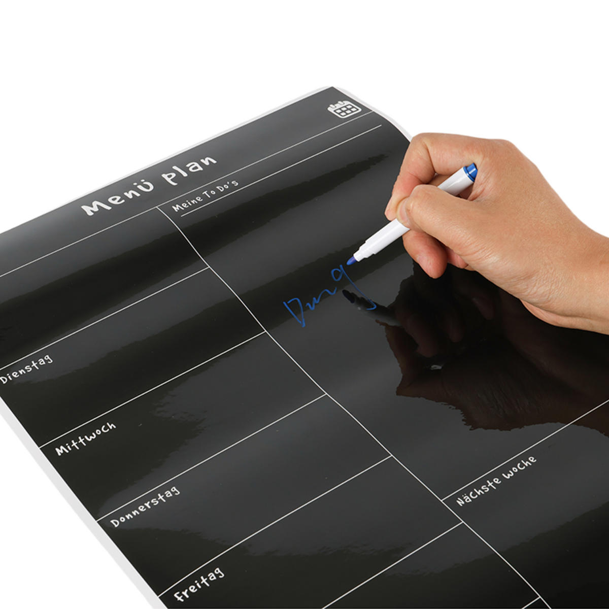 SPEISEPLAN Wochenplaner - Schwarz, Papier/Kunststoff (30/42/0.7cm) - Relaxdays