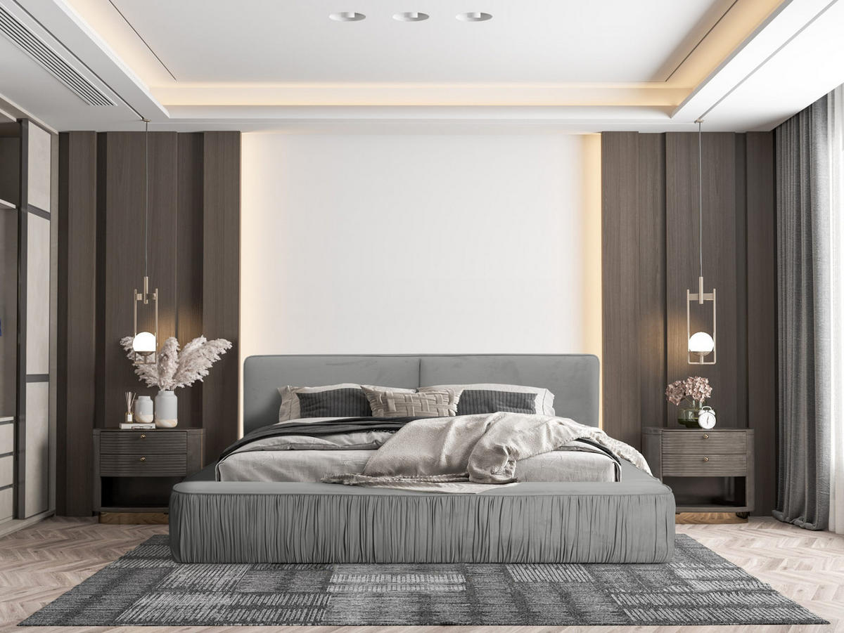 POLSTERBETT aus Polyester Fonni 160x200 cm, Hellgrau - Hellgrau, Textil (160/200cm) - Fedve