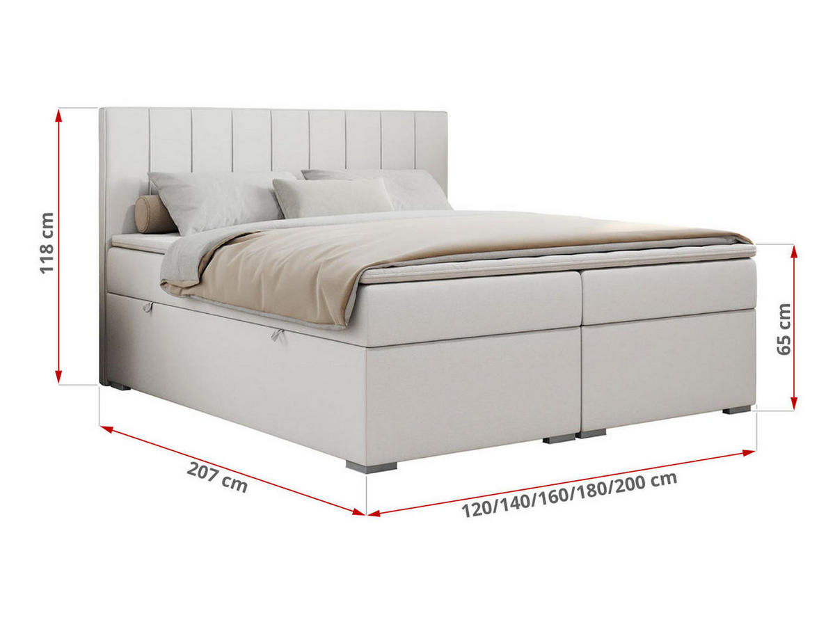 BOXBETT ALLY 200/200 Weiß Kunstleder - H4 - Weiß, Holz/Textil (200/200cm) - MKS