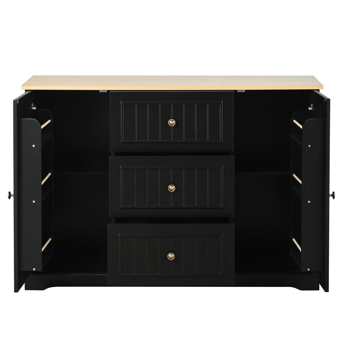 SIDEBOARD mit 3 Schubladen 126 x 40 x 86 cm MDF Black 2-türig - Schwarz, Holzwerkstoff (126/86/40cm) - Meubliv