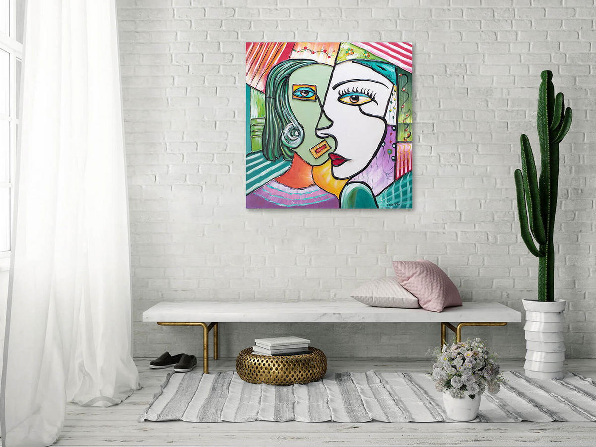ACRYLBILD HANDGEMALT 80/80 cm - Multicolor, Holz/Textil (80/80cm) - KUNSTLOFT