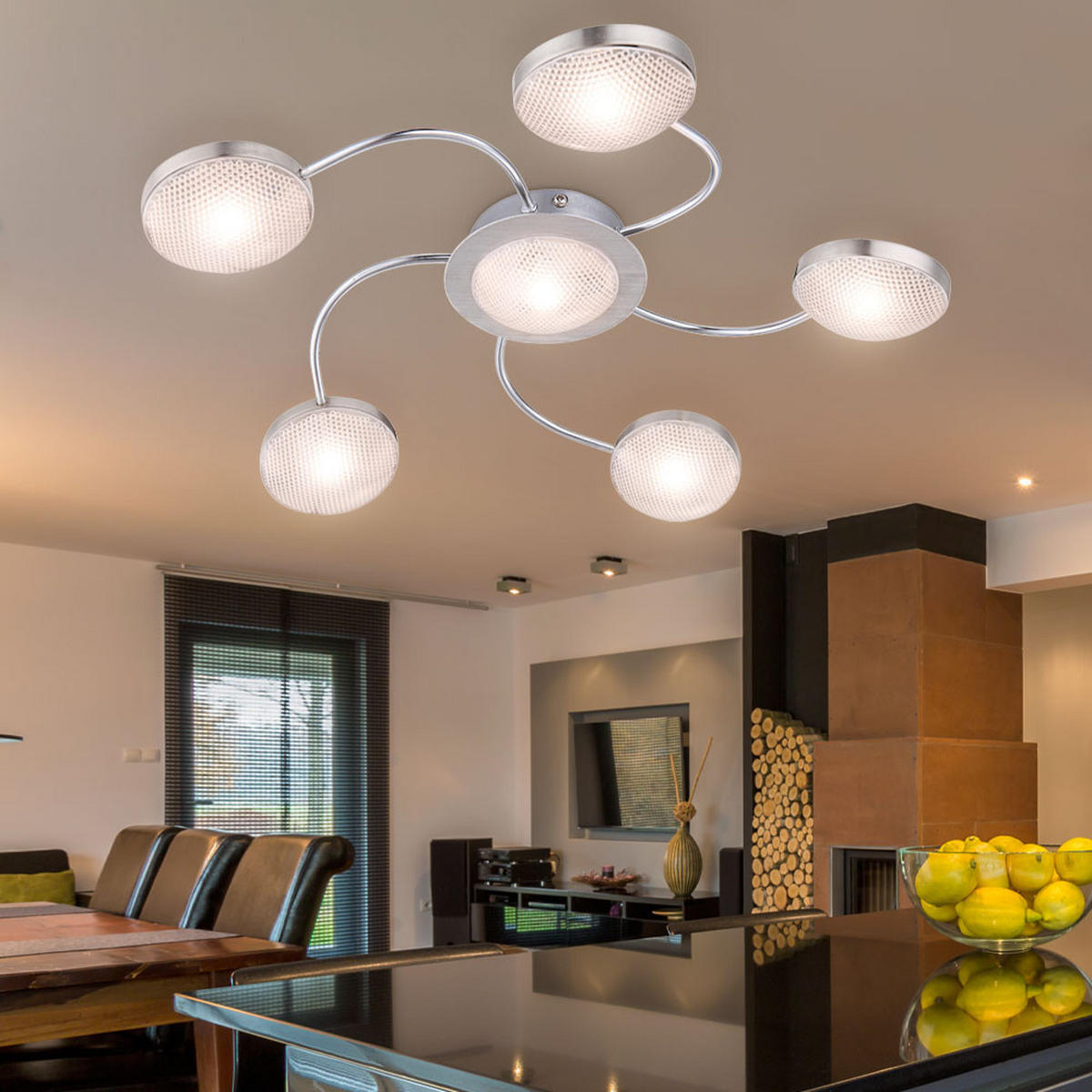 LED DECKENLEUCHTE TINA Nickel Matt Silber - Silberfarben, Metall (43/43/6cm) - Globo Lighting