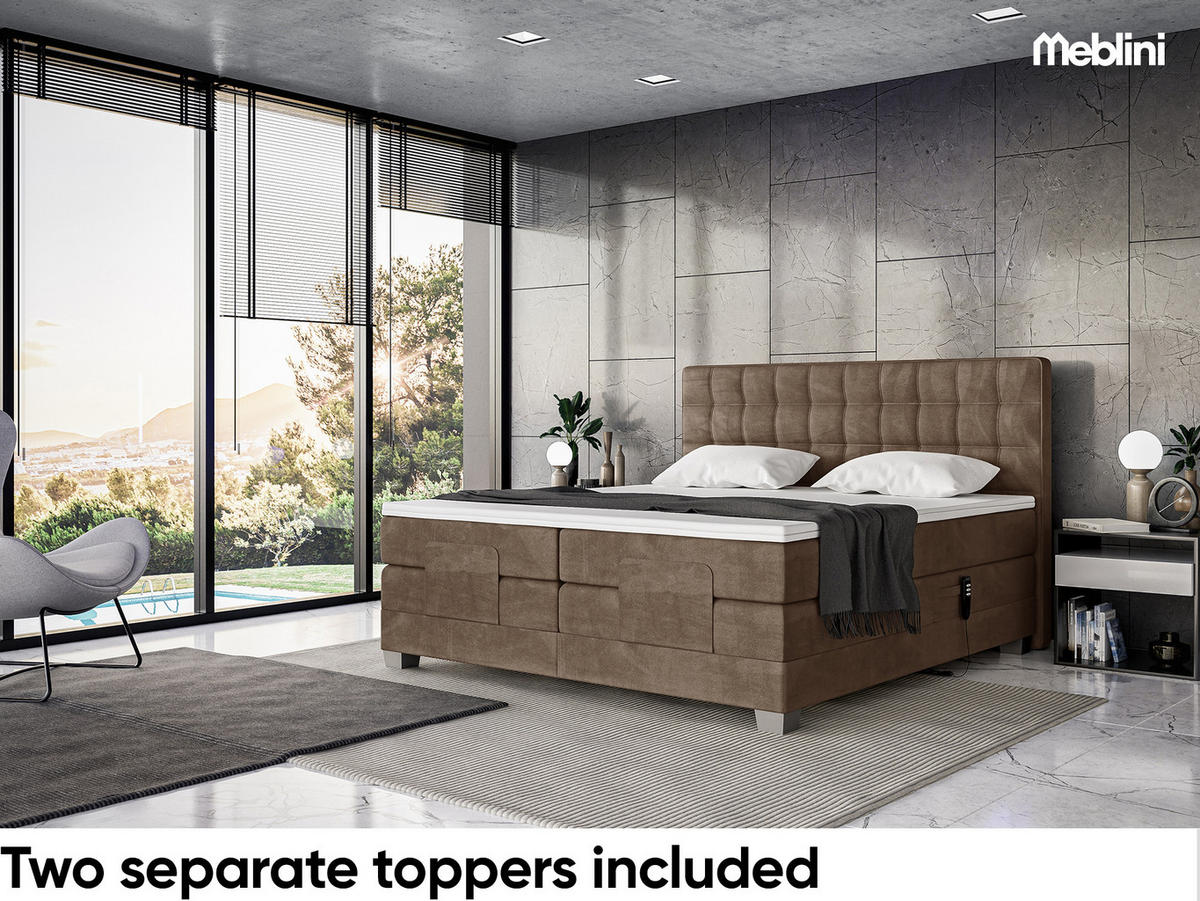 BOXSPRINGBETT Edison - Silberfarben/Braun, Textil (180/200cm) - Meblini