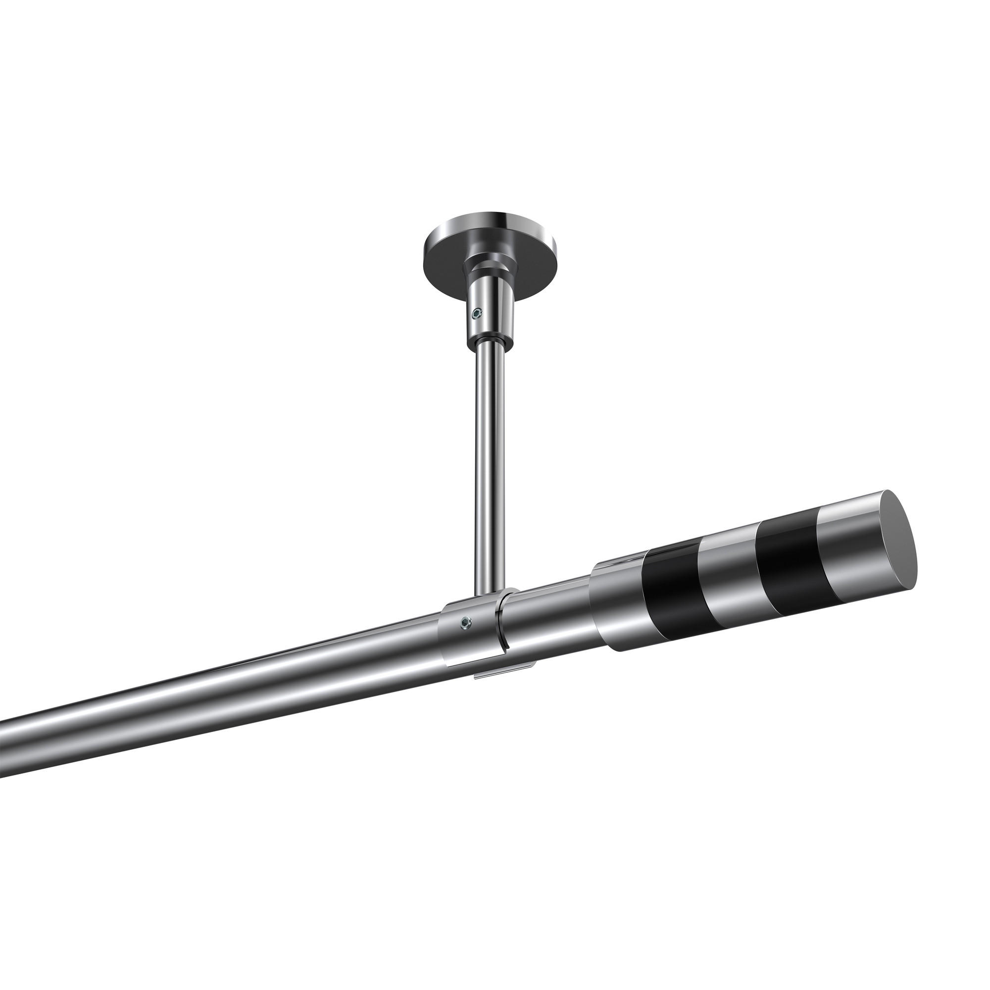 GARDINENSTANGEN-SET Sonette Mavell 100 cm, 1-läufig, 20 mm Ø Chrom - Chromfarben/Schwarz, Metall (100cm) - INTERDECO