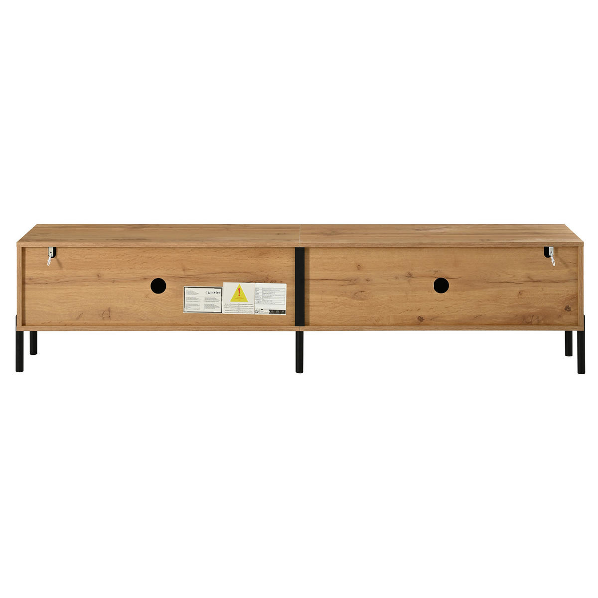 TV-LOWBOARD 4 Türen Wellen Design Stauraum Metallfüße Modern - Naturfarben, Holzwerkstoff (180/43/35cm) - FLIEKS