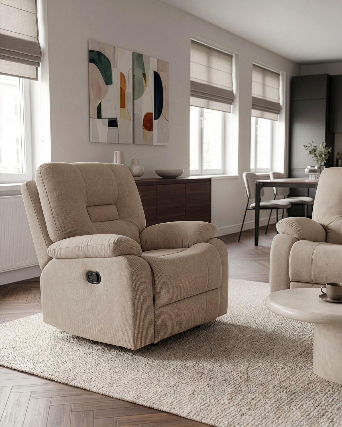 FERNSEHSESSEL Stoff Taupe Bergen - Taupe, Textil/Metall (85/101/74cm) - Beliani