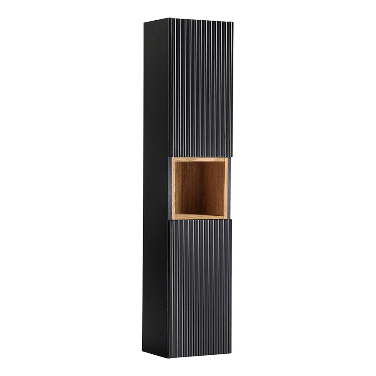 HÄNGESÄULE Riva Schwarz und Holz - Schwarz, Holzwerkstoff (30/140/25cm) - Petits-meubles