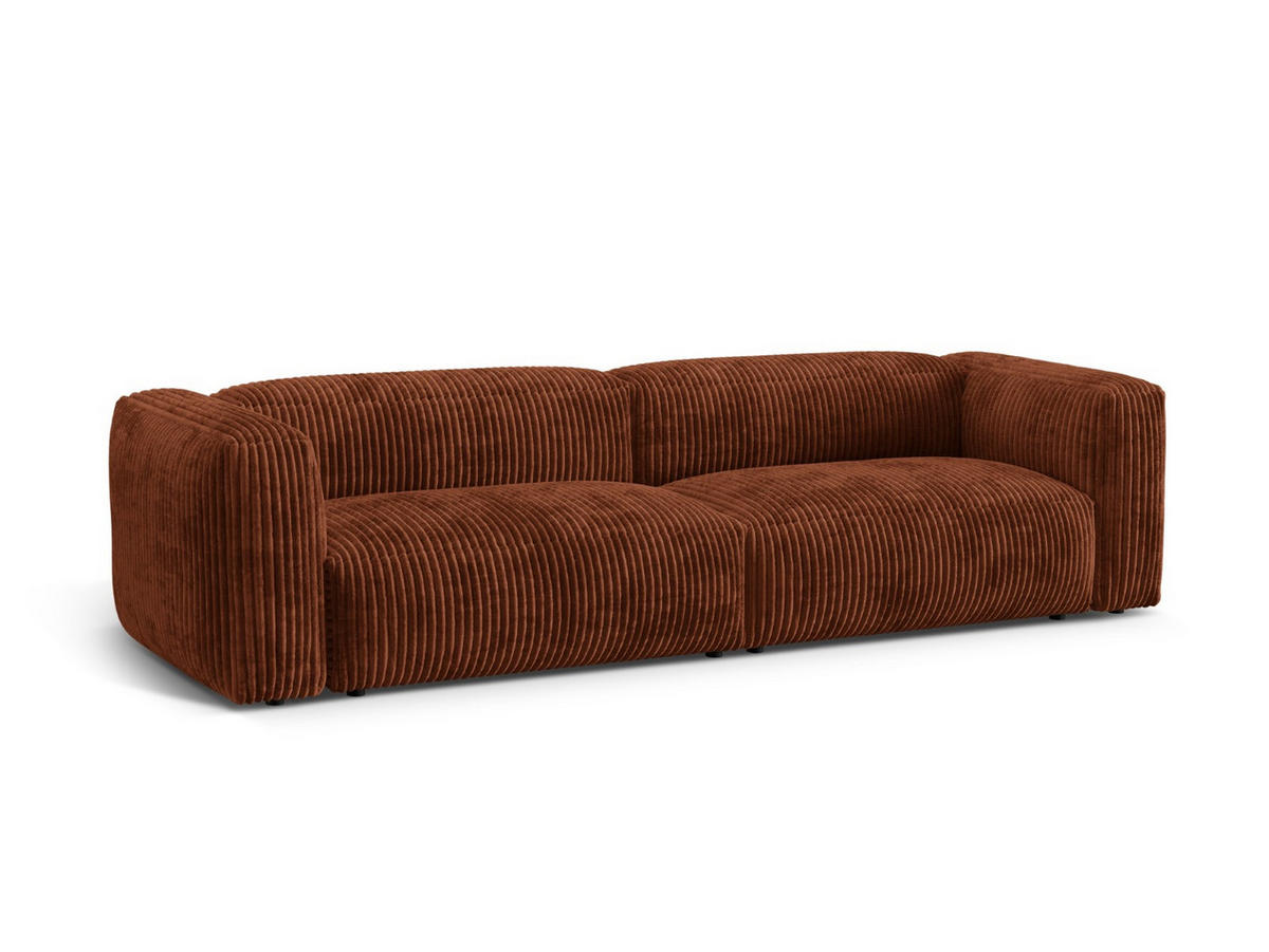 MODULARES-SOFA Martina aus Cord ziegelrot 4 Sitzplätze - Orange, Textil (320/75/106cm) - Micadoni