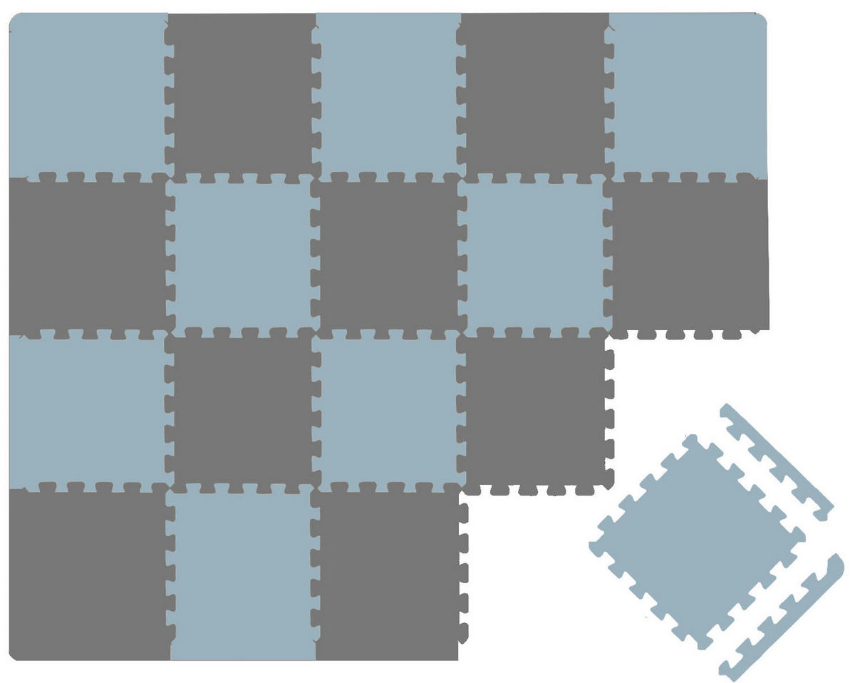 SPIELMATTE ab Null - 180/90/1 cm Puzzlematte mit Rand Graublau Grau - Grau, Kunststoff (30/30cm) - Littletom