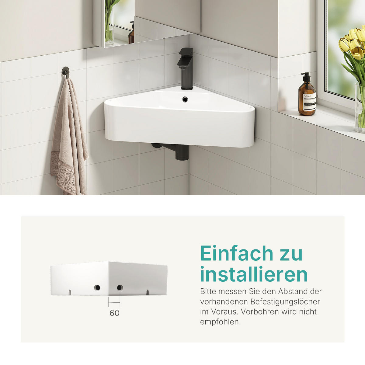 WASCHBECKEN Dreieckig Keramik Aufsatzbecken 56/34,5/13 cm - Weiß, Keramik (56/13/34cm) - EMKE