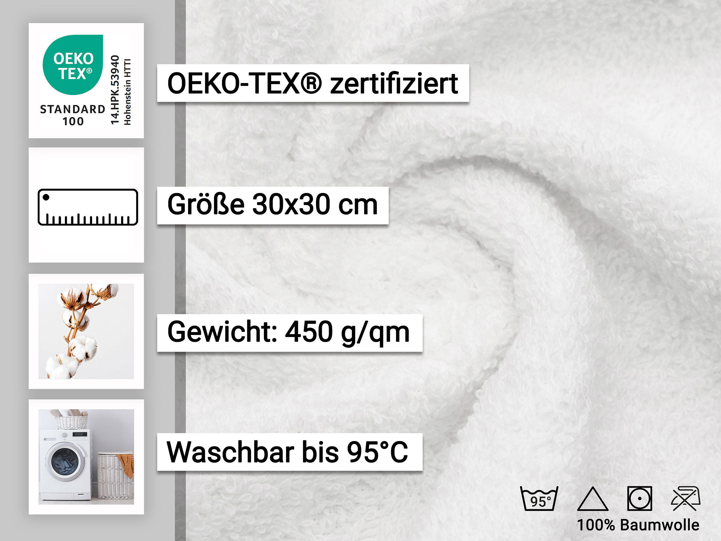 SEIFTÜCHER, 10er-Set, 30x30 cm, 100% Baumwolle, Weiß - Weiß, Textil (30/30cm) - Zollner