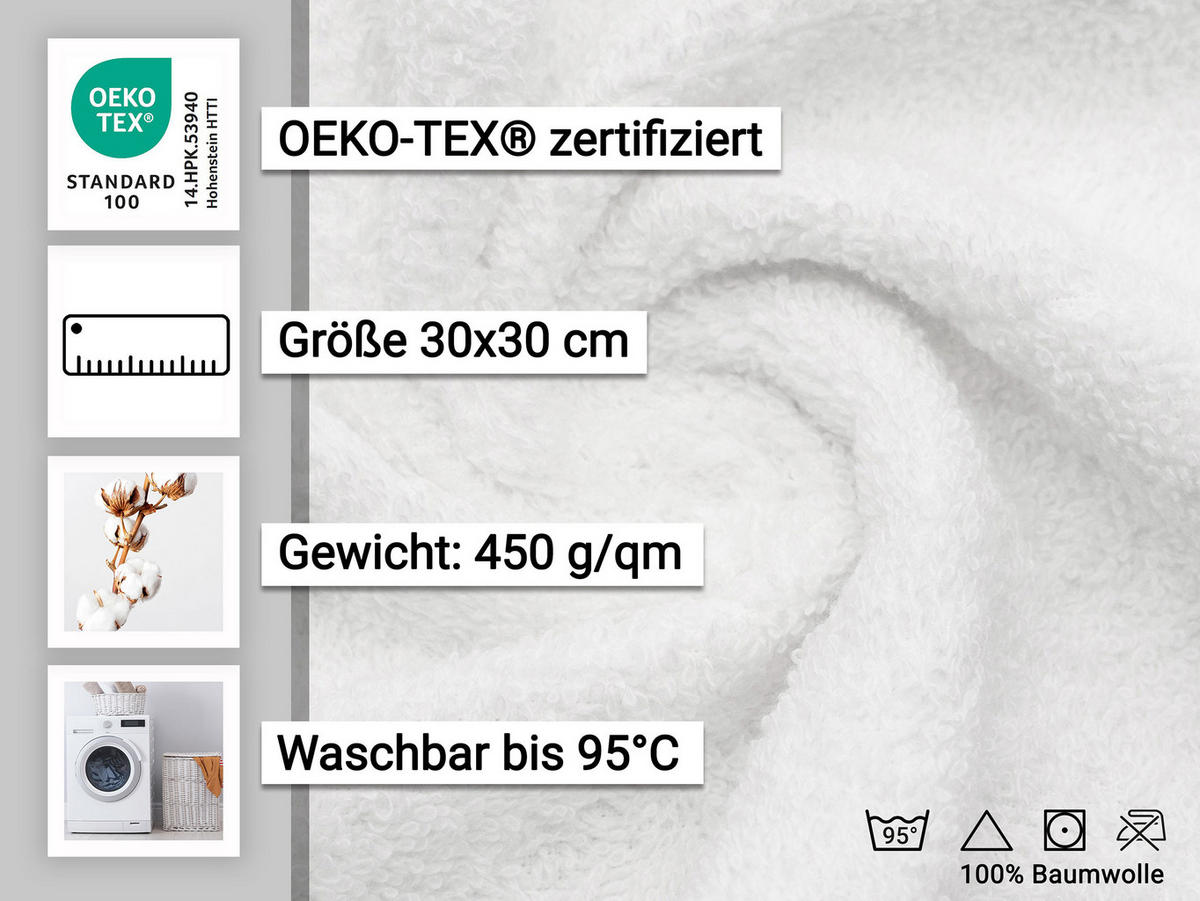 SEIFTÜCHER, 10er-Set, 30x30 cm, 100% Baumwolle, Weiß - Weiß, Textil (30/30cm) - Zollner