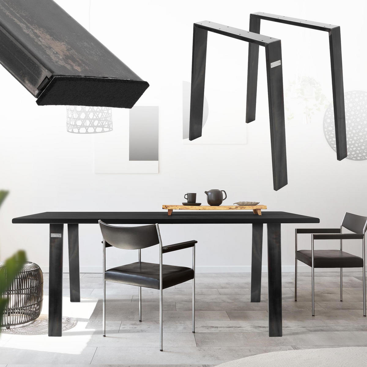 TISCHBEINE 2er Set Loft 75 x 72 cm Industrial - Anthrazit, Metall (8/72/75cm) - ML-DESIGN