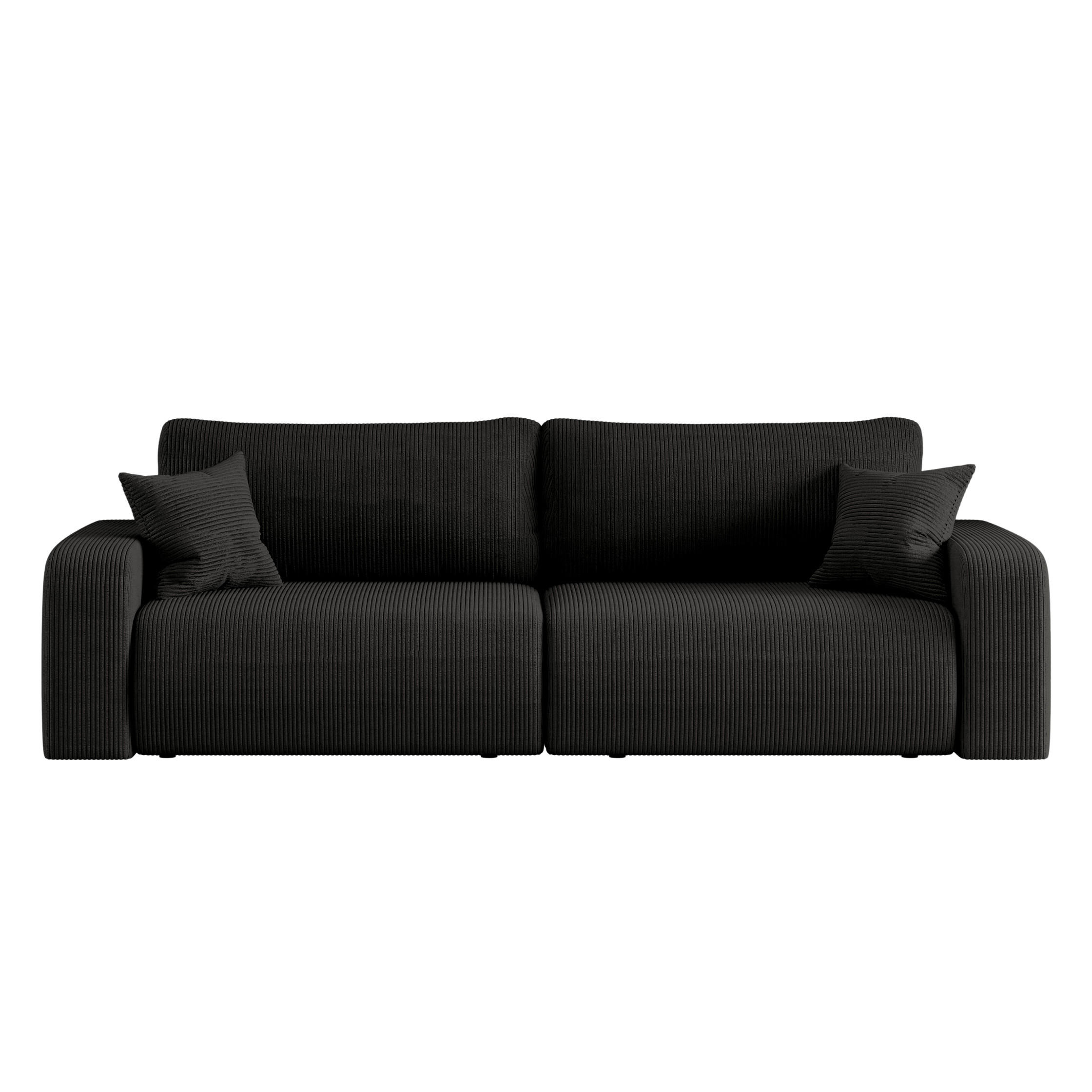 SCHLAFSOFA MILANO und Bettkasten Stoff Poso Schwarz - Schwarz, Holz (246/83/98cm) - Kaiser Möbel