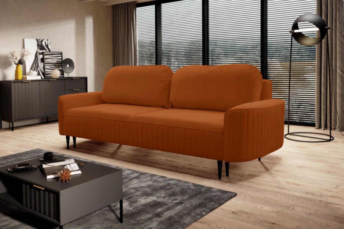 SOFA Rotschwarz ANES Ausziehbar Drei-Sitzer - Orange, Textil (244/92/102cm) - Sepro Meble