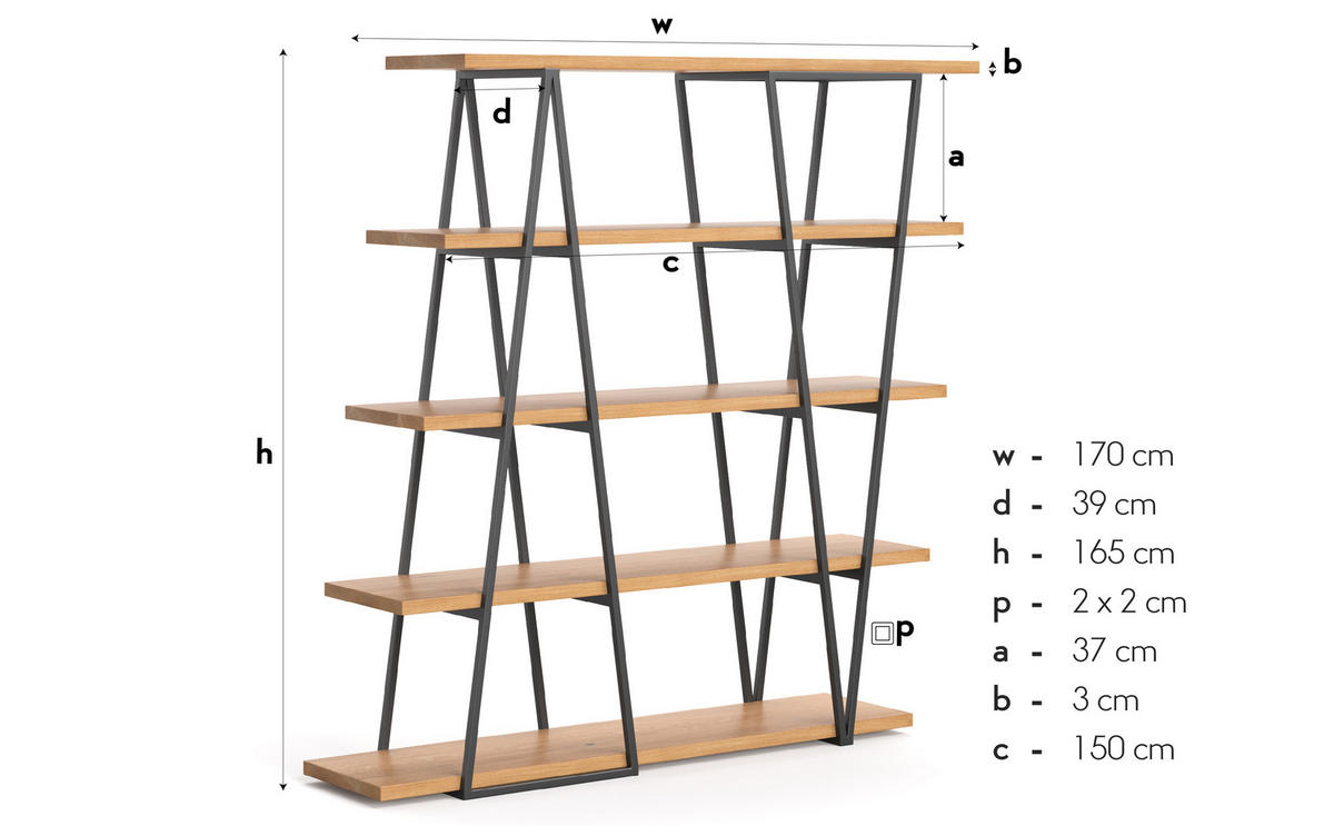 REGAL Tilt aus massivem Eichenholz - Eichefarben/Naturfarben, Holz (170/165/39cm) - Danzz