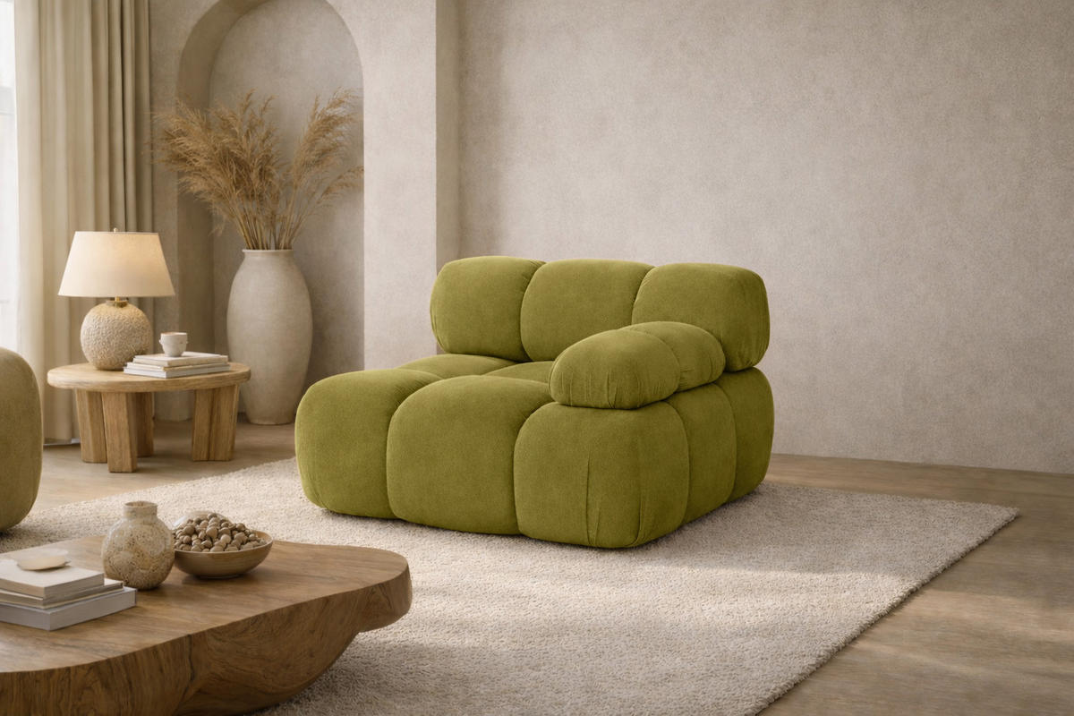 MODUL Seitlich, Für Modulares System, Stoff Salvador, Olive, Rechts, Selia - Olivgrün, Holz (95/70/95cm) - Kaiser Möbel