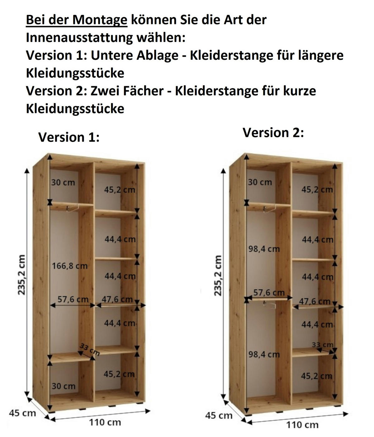 SCHWEBETÜRENSCHRANK 235,2/110/45 2-türig - Schwarz/Eiche Artisan, Holz/Metall (110/235/45cm) - Abiks Möbel