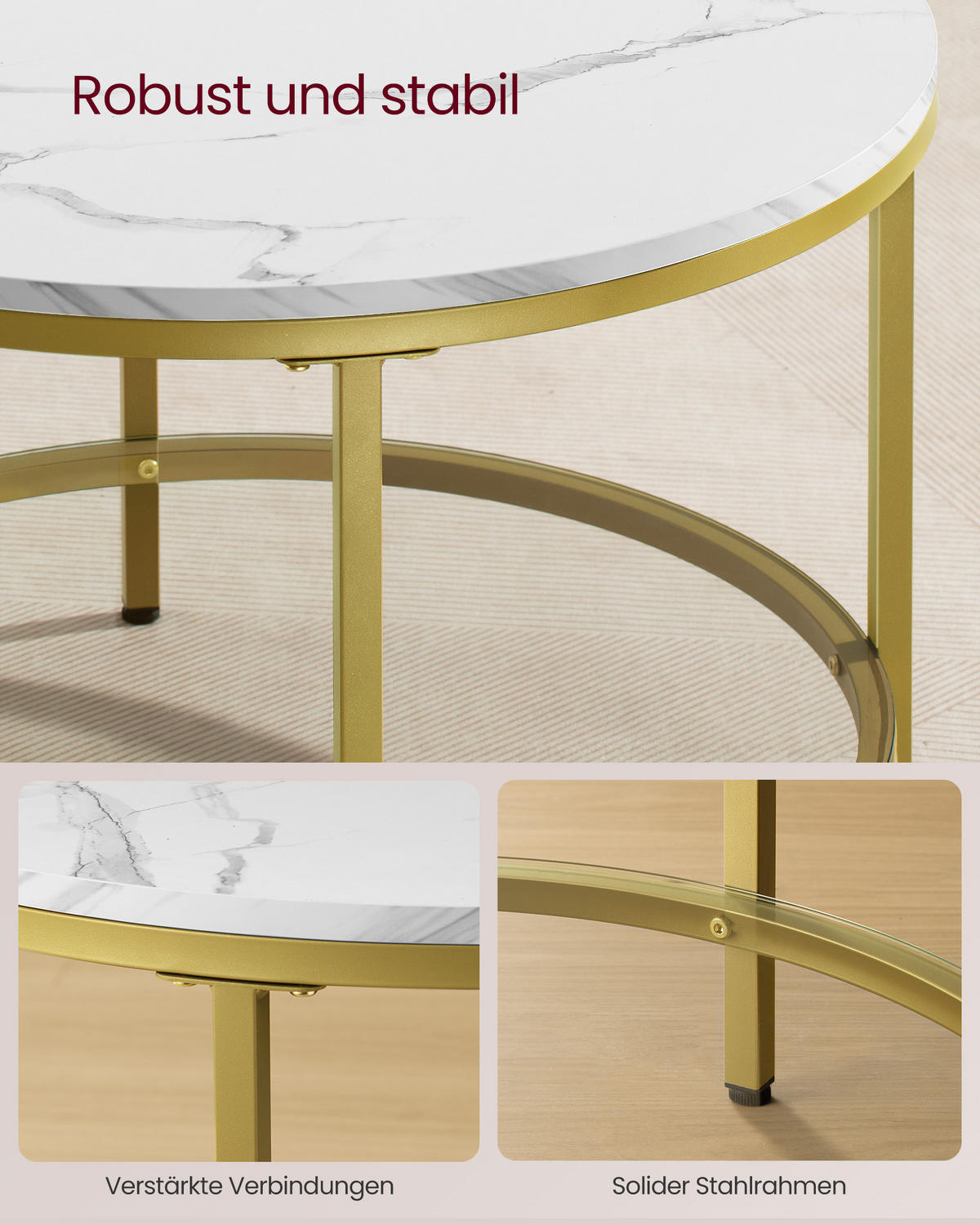 COUCHTISCH Binni - Goldfarben, Holzwerkstoff (65/65/46cm) - VASAGLE
