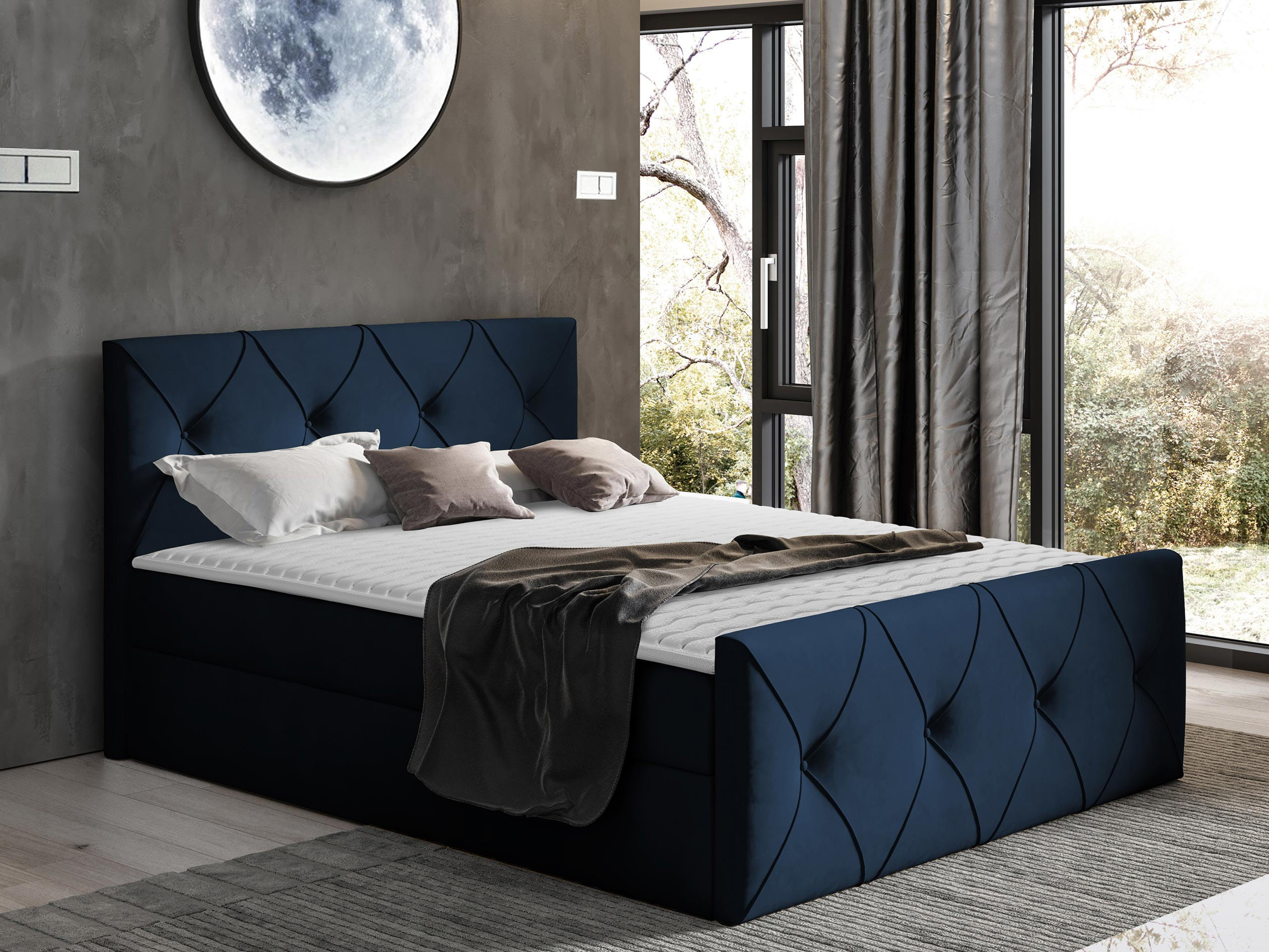 BOXBETT Crystal Lux - Dunkelblau, Holz (140/200cm) - MIRJAN24