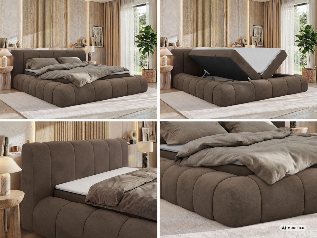 AMERICKÁ POSTEĽ NUBEA 140/200 - Hnedá Samet - Topper T25 - H4 (tvrdý) - hnedá/čierna, textil/plast (140/200cm) - MKS