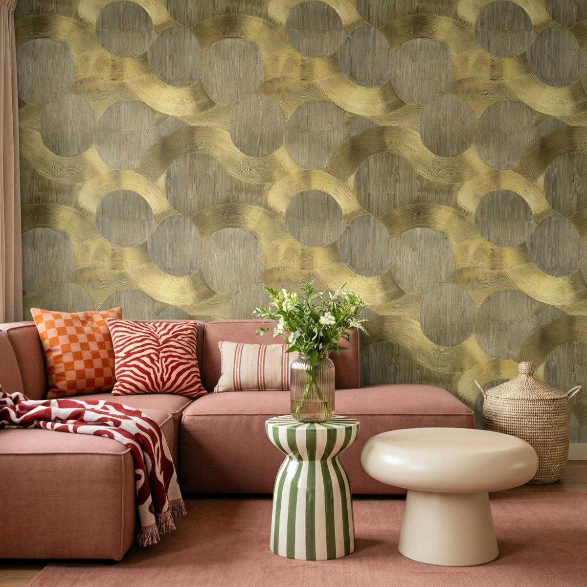 TAPETE - Modern - Geometrisch - Gold - 350x260 cm - Goldfarben, Papier (350/260cm) - OnlyWow
