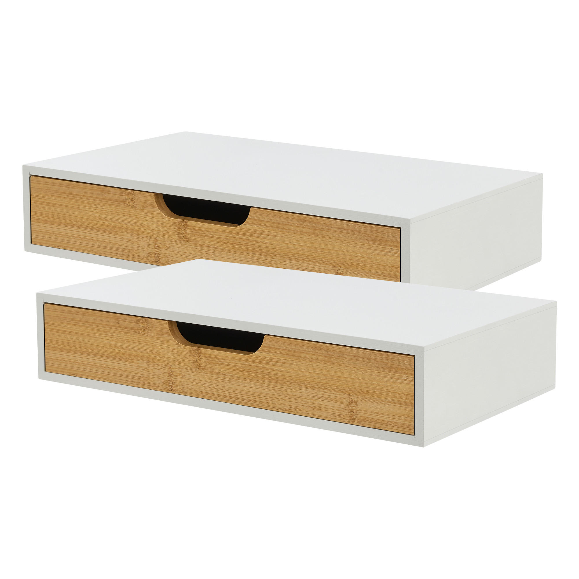 WANDREGAL-SET 2 TLG. Bokn - Weiß, Holz (40/8/24cm) - [en.casa]