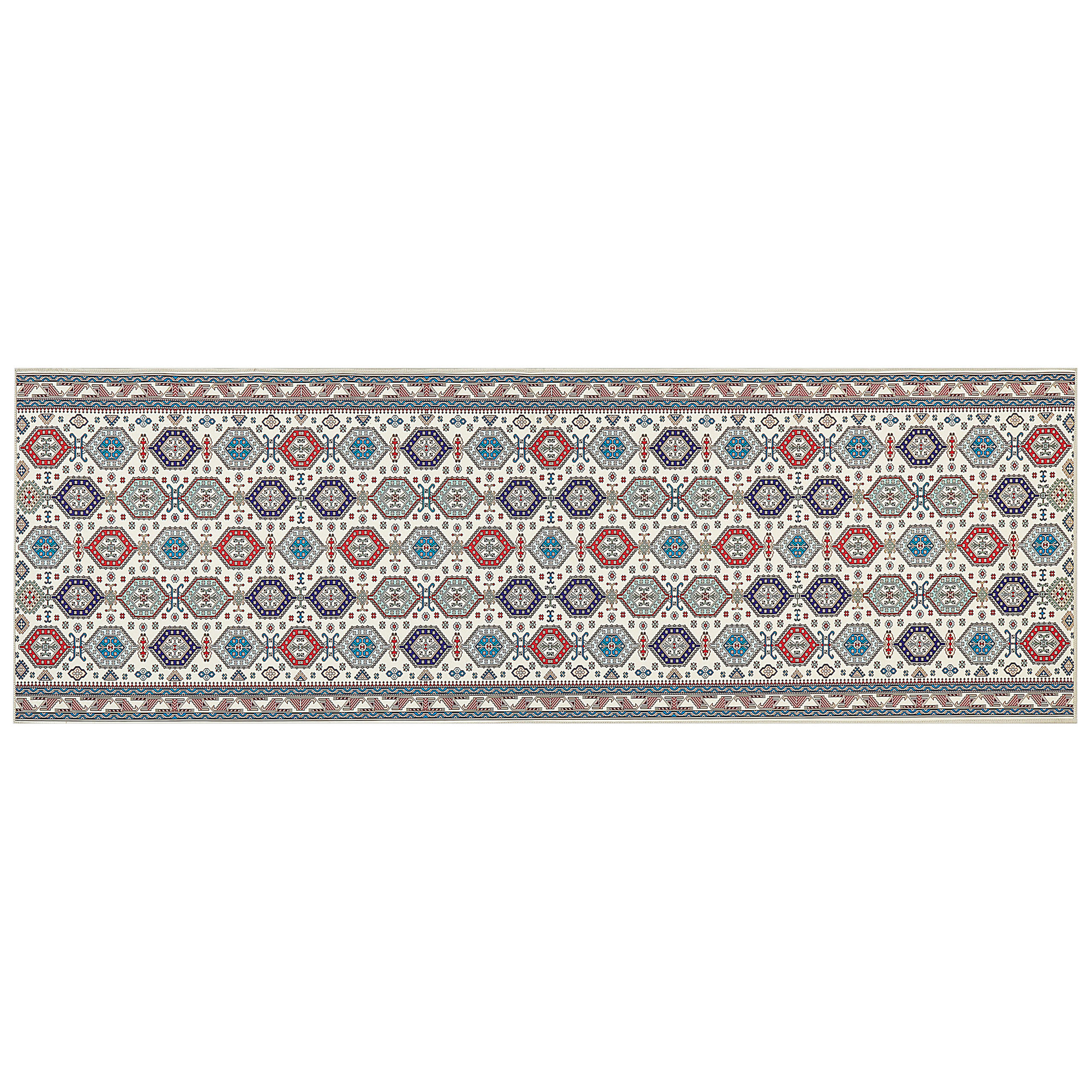 KURZFLOR-TEPPICH Bunt 80/240 cm Hacilar - Blau/Beige, Textil (80/240cm) - Beliani