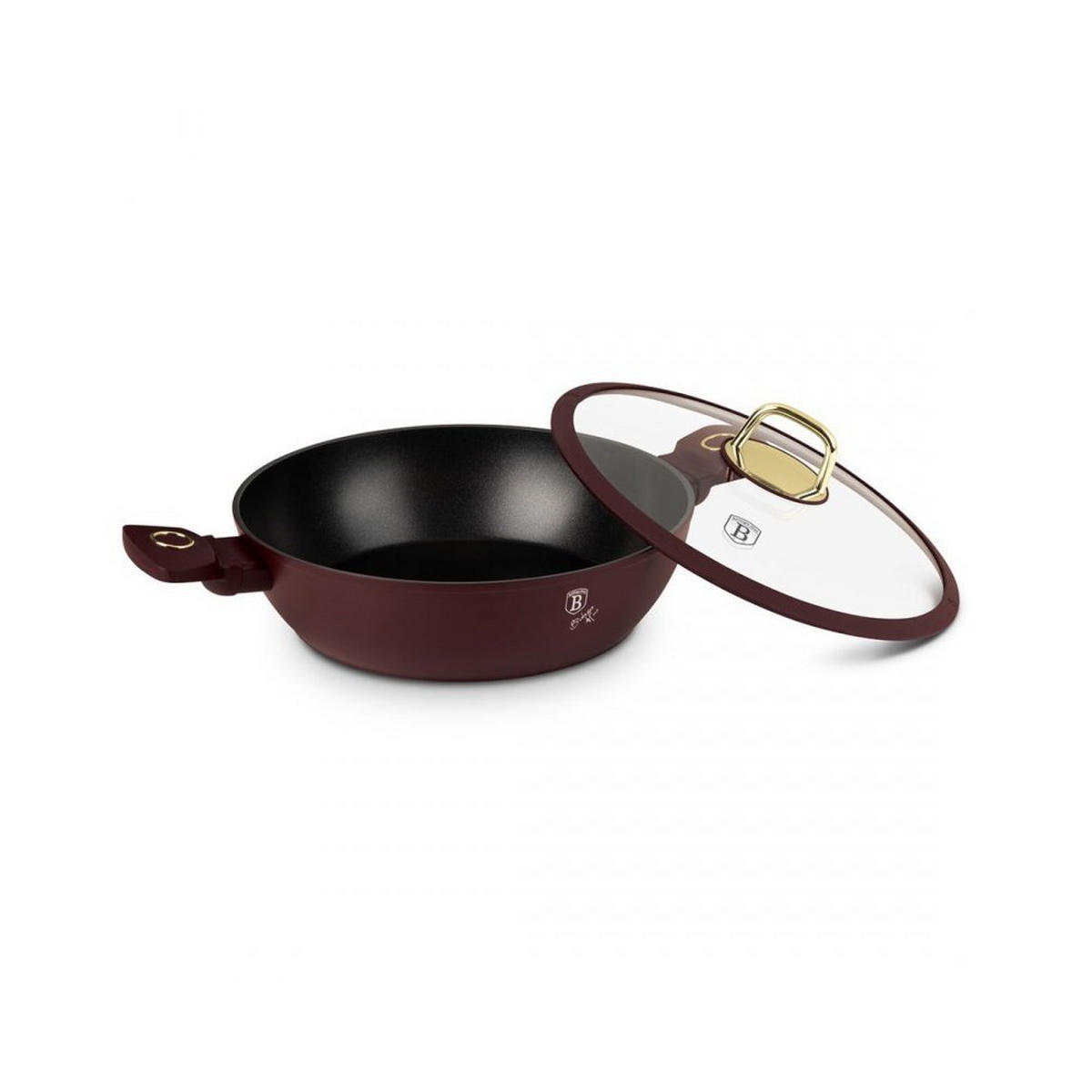 TOPF Burgunderrot 28/28/7.5 cm BH8038 - Bordeaux, Metall (28cm) - Berlinger Haus