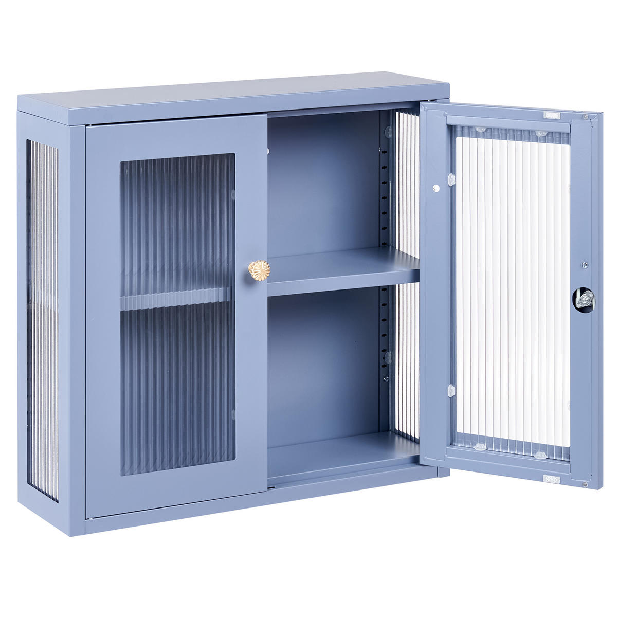 WANDSCHRANK 60 cm Metall Blau Harlyn - Blau, Metall (60/57/18cm) - Beliani