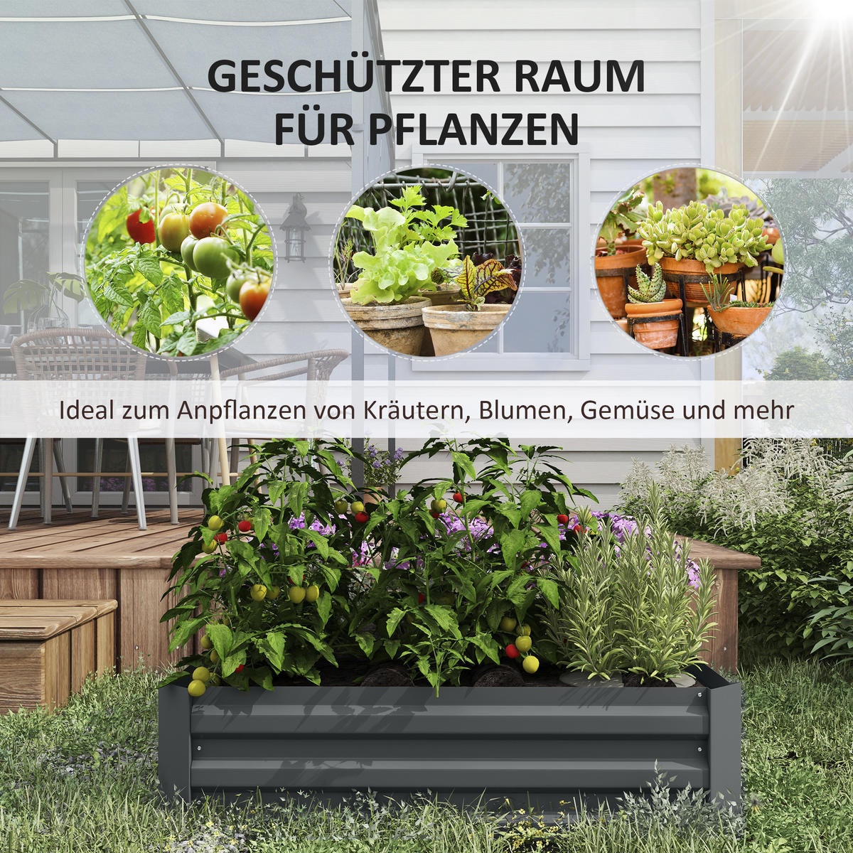 HOCHBEET 2er-Set aus Stahl - Dunkelgrau, Metall (100/30/100cm) - Outsunny
