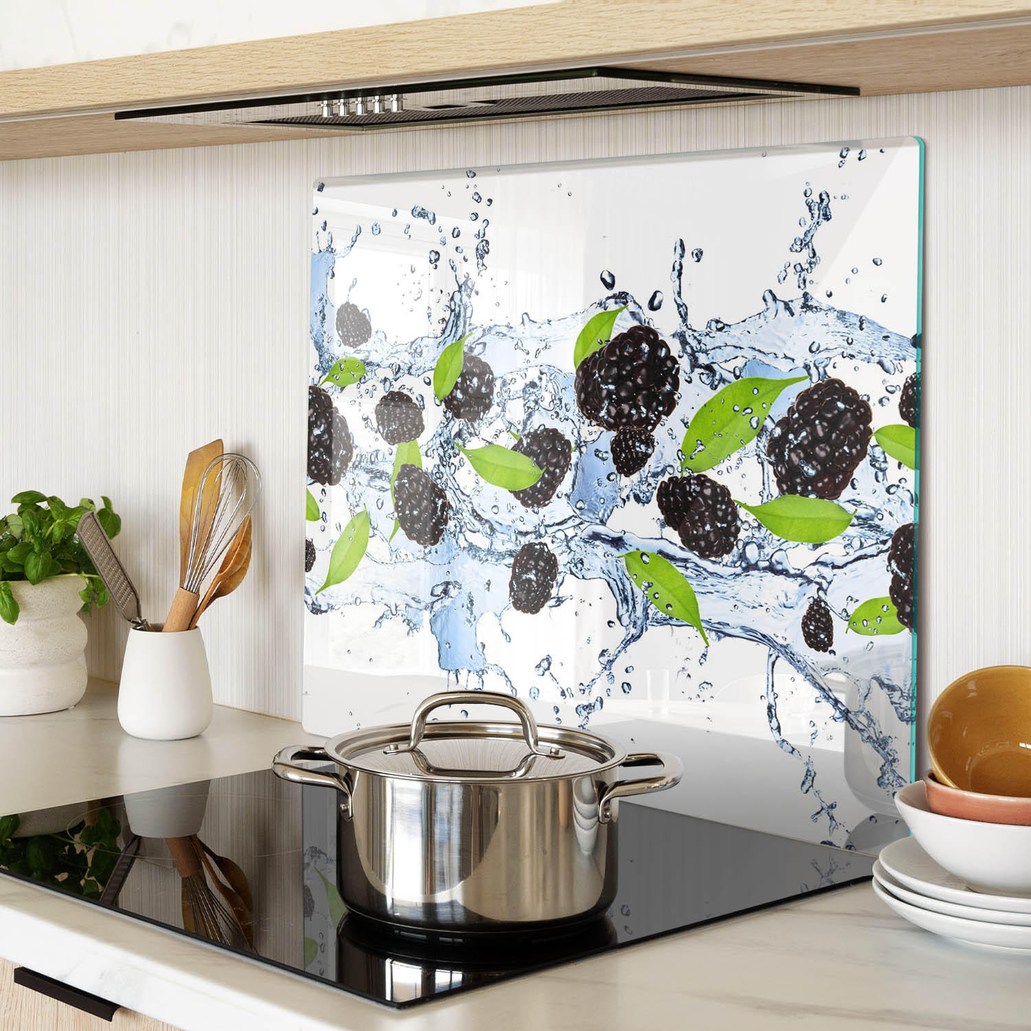 GLASPLATTE 60x52 cm Brombeerwasser - Schwarz, Glas (60/0.4/52cm) - TULUP