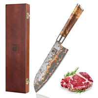 SANTOKU-MESSER MysticMagma Damast - Braun, Holz/Metall (31cm) - Zayiko