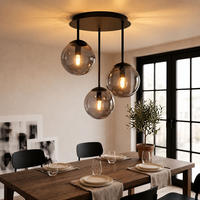 DECKENLEUCHTE HARMON, Metall, Schwarz, Rauchoptik - Schwarz, Glas (34/32.5/40cm) - Globo Lighting
